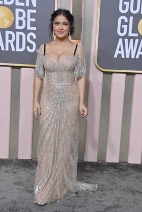 Salma Hayek arrives for the 80th annual Golden Globe Awards at the Beverly Hilton in Beverly Hills, California on Tuesday, January 10, 2023.  LAP20230110515 JIMxRUYMEN