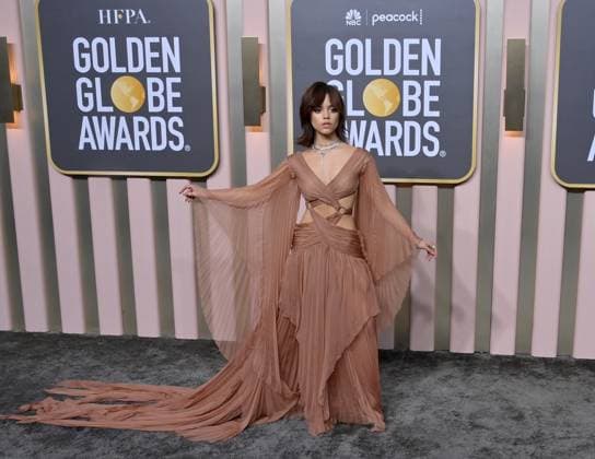 Jenna Ortega arrives for the 80th annual Golden Globe Awards at the Beverly Hilton in Beverly Hills, California on Tuesday, January 10, 2023.  LAP20230110585 JIMxRUYMEN