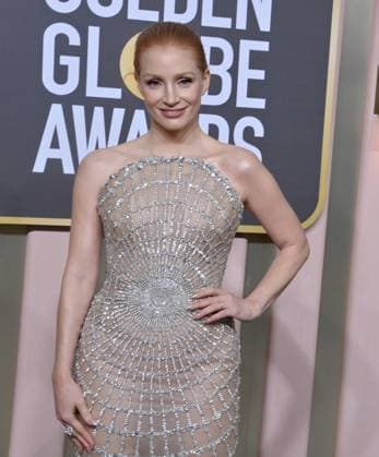 Jessica Chastain arrives for the 80th annual Golden Globe Awards at the Beverly Hilton in Beverly Hills, California on Tuesday, January 10, 2023.  LAP20230110595 JIMxRUYMEN