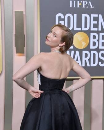 Hannah Einbinder arrives for the 80th annual Golden Globe Awards at the Beverly Hilton in Beverly Hills, California on Tuesday, January 10, 2023.  LAP20230110616 JIMxRUYMEN