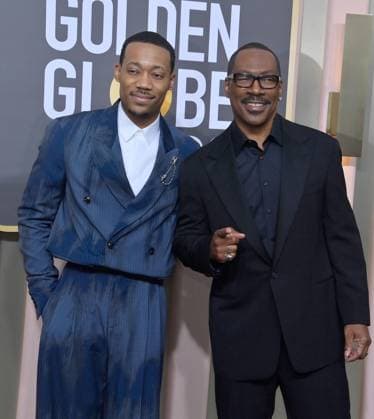 Tyler James Williams and Eddie Murphy arrive for the 80th annual Golden Globe Awards at the Beverly Hilton in Beverly Hills, California on Tuesday, January 10, 2023.  LAP20230110650 JIMxRUYMEN