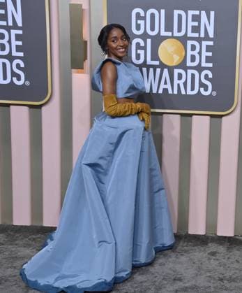 Ayo Edebiri arrives for the 80th annual Golden Globe Awards at the Beverly Hilton in Beverly Hills, California on Tuesday, January 10, 2023.  LAP20230110656 JIMxRUYMEN