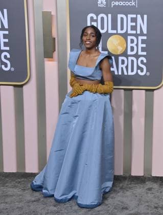 Ayo Edebiri arrives for the 80th annual Golden Globe Awards at the Beverly Hilton in Beverly Hills, California on Tuesday, January 10, 2023.  LAP20230110657 JIMxRUYMEN