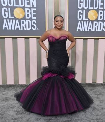 Quinta Brunson arrives for the 80th annual Golden Globe Awards at the Beverly Hilton in Beverly Hills, California on Tuesday, January 10, 2023.  LAP20230110664 JIMxRUYMEN
