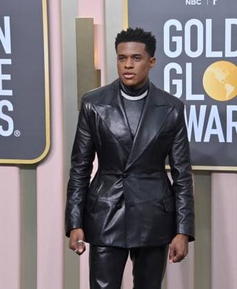 Jeremy Pope arrives for the 80th annual Golden Globe Awards at the Beverly Hilton in Beverly Hills, California on Tuesday, January 10, 2023.  LAP20230110680 JIMxRUYMEN