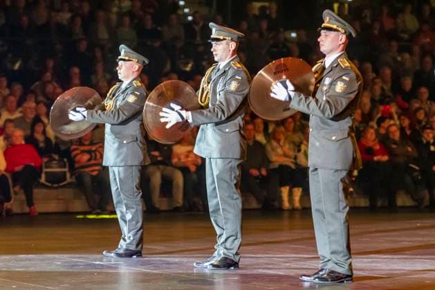 Leipzig, Germany 15 January 2023 Music Parade Leipzig 2023 Europes largest tour of military and brass music makes a stop in Leipzig In the picture military orchestra of the State Special Forces of the Ministry of Defense from Chernihiv Ukraine quarterback IImmobilien Arena Sachsen Copyright: xFotostandx xBallaschx