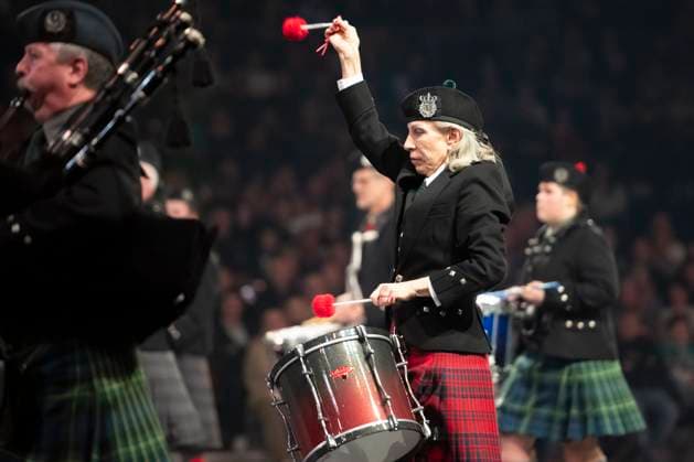 Leipzig, Germany 15 January 2023 Music Parade Leipzig 2023 Europes largest tour of military and brass music makes a stop in Leipzig Pictured International Celtic Pipes and Drums Scotland Ireland Quarterback IImmobilien Arena Sachsen Copyright: xFotostandx xBallaschx