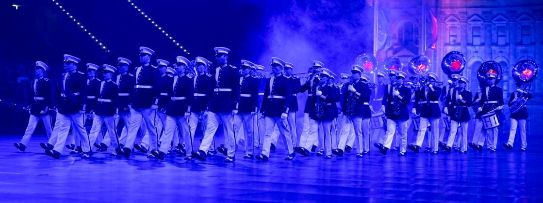 Leipzig, Germany 15 January 2023 Music Parade Leipzig 2023 Europes largest tour of military and brass music makes a stop in Leipzig In the picture Show and Marching Band Exemplar Netherland Quarterback IImmobilien Arena Sachsen Copyright: xFotostandx xBallaschx