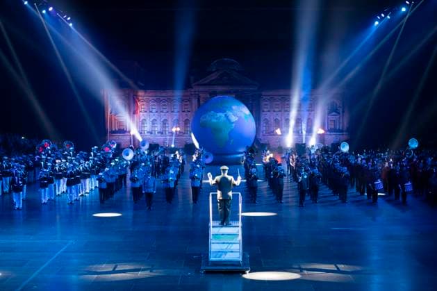 Leipzig, Germany 15 January 2023 Music Parade Leipzig 2023 Europes largest tour of military and brass music makes a stop in Leipzig In the picture final picture of all orchestras Quarterback IImmobilien Arena Sachsen Copyright: xFotostandx xBallaschx