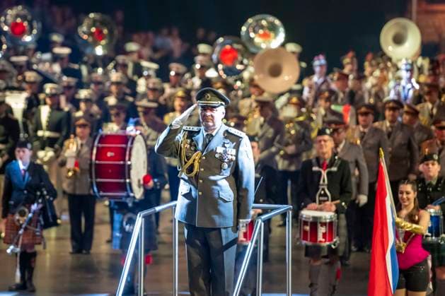 Leipzig, Germany 15 January 2023 Music Parade Leipzig 2023 Europes largest tour of military and brass music makes a stop in Leipzig In the picture final picture of all orchestras Quarterback IImmobilien Arena Sachsen Copyright: xFotostandx xBallaschx