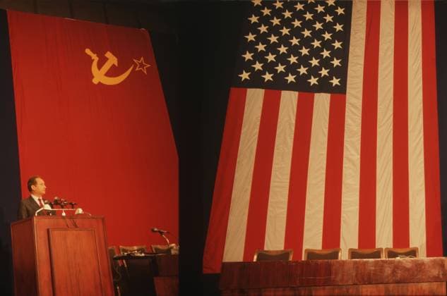 US delegation visits USSR 8353643 01.06.1988 The news conference given by General Secretary of the Central Committee of the CPSU Mikhail Gorbachev and US President Ronald Reagan, who arrived in the USSR for an official visit (May 29-June 2, 1988). Sergey Subbotin Russia  Copyright: xSergeyxSubbotinx