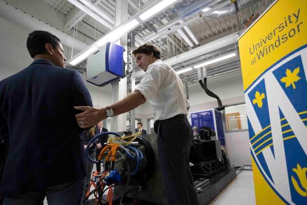 January 17, 2023, Windsor, Ontario, Canada: Prime Minister Justin Trudeau tours the University of WindsoröÄÃ s Charge LAB in Windsor, Ont. on Tuesday, January 17, 2023. Windsor Canada  - ZUMAc35_ 20230117_zaf_c35_046 Copyright: xNicolexOsbornex
