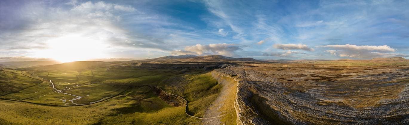 Limestone pavement drone aerials of Crummock Dale Settle, England, United Kingdom R_JUHO230117-1109589-01