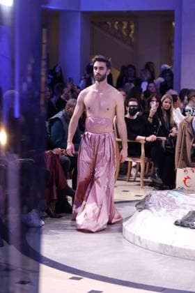 Model on the catwalk at the Anja Gockel Show on 18 01 2023 during the Fashion Week in Berlin Fashionweek Berlin 2023 Anja Gockel Show