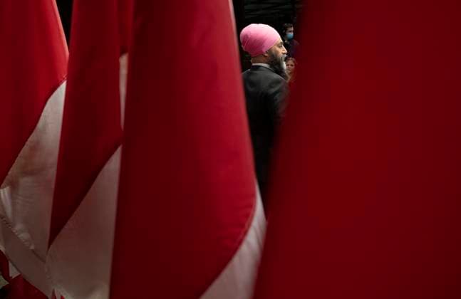 January 18, 2023, Ottawa, ON, Canada: New Democratic Party leader Jagmeet Singh is seen as he delivers a speech at a three day caucus retreat, in Ottawa on Wednesday, January 18, 2023. Ottawa Canada  - ZUMAc35_ 20230118_zaf_c35_007 Copyright: xAdrianxWyldx
