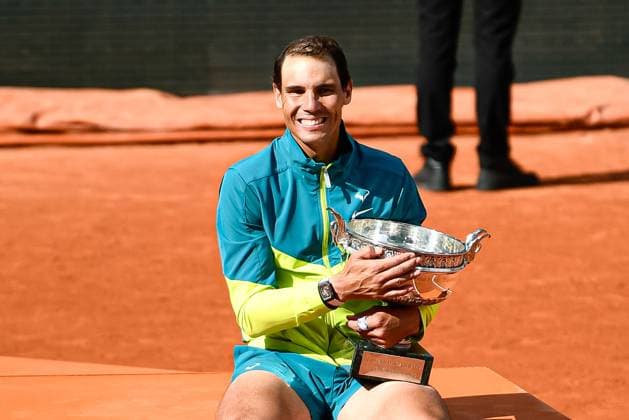 RECORD DATE NOT STATED Spanish professional tennis player Rafael Nadal, winner of the Roland-Garros tennis tournament 2022 (2022 06 05) Spanish professional tennis player Rafael Nadal, winner of the Roland-Garros tennis tournament for the 14th time, on June 05, 2022. Rafael Nadal holding the Musketeers Trophy Paris Europe; Western Europe; France  Copyright: xJolyxV Andia.frx 403458