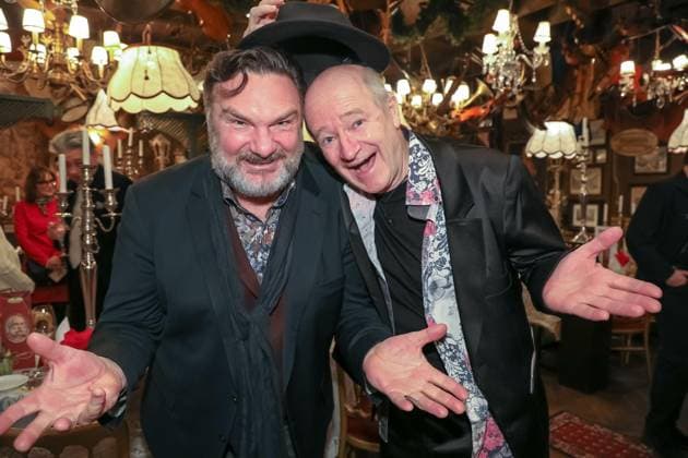 19 01 2023, Marchfelderhof Deutsch Wagram, Artists New Years Reception 2022, Lifetime Achievement Award Stage to Gerhard ERNST in picture Martin Leutgeb, Gernot Kranner, Artists New Years Reception 2022.