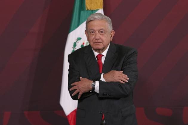 January 19, 2023, Mexico City, Mexico: MexicoÃ¢â‚¬â ¢s President, Andres Manuel Lopez Obrador, gestures during his speech at the daily briefing conference at National Palace. on January 19, 2023 in Mexico City, Mexico. Mexico City Mexico - ZUMAe321 20230120_zia_e321_011 Copyright: xIsmaelxRosas xEyepixxGroupx