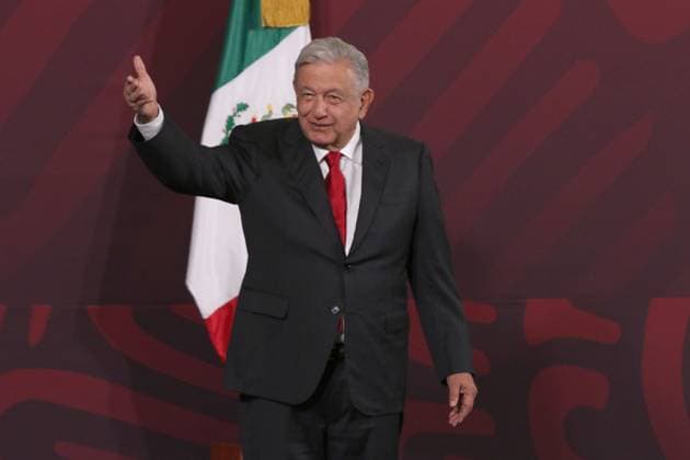 January 19, 2023, Mexico City, Mexico: MexicoÃ¢â‚¬â ¢s President, Andres Manuel Lopez Obrador, gestures during his speech at the daily briefing conference at National Palace. on January 19, 2023 in Mexico City, Mexico. Mexico City Mexico - ZUMAe321 20230120_zia_e321_013 Copyright: xIsmaelxRosas xEyepixxGroupx