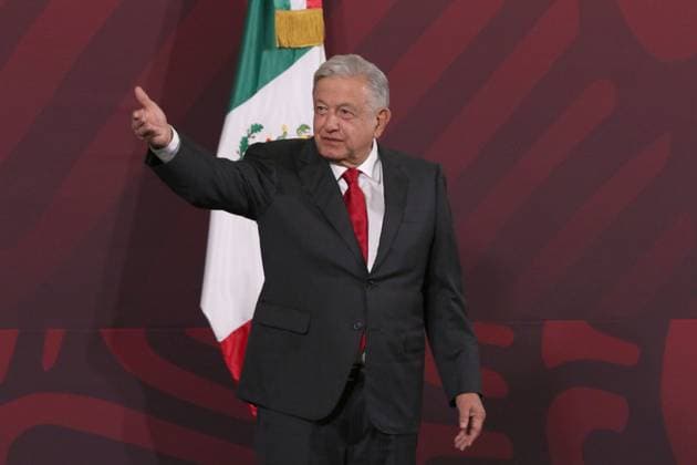 January 19, 2023, Mexico City, Mexico: MexicoÃ¢â‚¬â ¢s President, Andres Manuel Lopez Obrador, gestures during his speech at the daily briefing conference at National Palace. on January 19, 2023 in Mexico City, Mexico. Mexico City Mexico - ZUMAe321 20230120_zia_e321_014 Copyright: xIsmaelxRosas xEyepixxGroupx