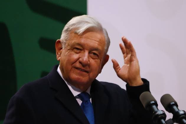 President of Mexico Lopez Obrador News Conference January 20, 2022 in Mexico City, Mexico: Andres Manuel Lopez Obrador speaks during his daily morning conference in front of reporters in the old viceregal palace, on January 20, 2022 in Mexico City, Mexico. (Photo by Carlos Santiago Eyepix Group) Eyepix Group) Copyright: xCarlosxSantiagox xEyepixxGroupx CS202301205202