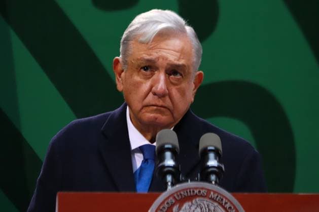 President of Mexico Lopez Obrador News Conference January 20, 2022 in Mexico City, Mexico: Andres Manuel Lopez Obrador speaks during his daily morning conference in front of reporters in the old viceregal palace, on January 20, 2022 in Mexico City, Mexico. (Photo by Carlos Santiago Eyepix Group) Eyepix Group) Copyright: xCarlosxSantiagox xEyepixxGroupx CS202301205200