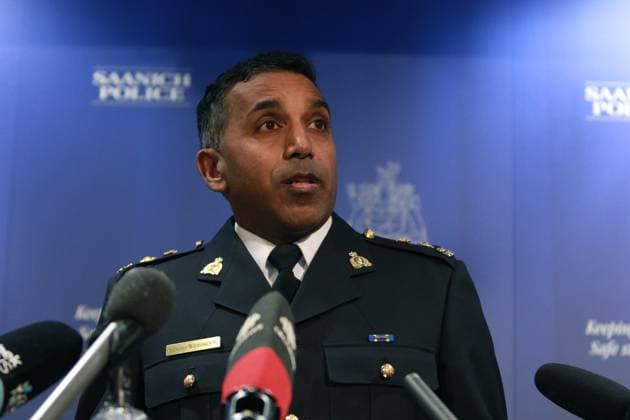 January 20, 2023, SAANICH, BC, CAN: RCMP Major Crime Section Superintendent Sanjaya Wijayakoom provides an update from their investigative findings into the BMO Bank of Montreal shooting that happened on June 28, 2021 between officers and the suspects. Members of media were invited to ask questions about that day during a press conference at the Saanich Police Department in Saanich, B.C., on Friday, January 20, 2023. SAANICH CAN  - ZUMAc35_ 20230120_zaf_c35_030 Copyright: xChadxHipolitox