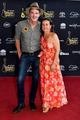 TAMWORTH COUNTRY MUSIC FESTIVAL 2023, Luke O?Shea (left) arrives at the Golden Guitar Awards during the 51st Tamworth Country Music Festival in Tamworth, NSW, Saturday, January 21, 2023. The 51st Tamworth Country Music Festival runs from January 13th -22nd, culminating in the Golden Guitar Awards night which celebrates the best of Australian country music. ( NO ARCHIVING, EDITORIAL USE ONLY, NO USE IN BOOKS WITHOUT CONSENT TAMWORTH NEW SOUTH WALES AUSTRALIA  Copyright: xBIANCAxDExMARCHIx 20230121001755018676