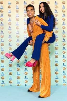 TV host Aster Nzeyimana and Television presenter Danira Boukhriss Terkessidis pictured during the Gala van de Gouden K s award show, organized by Flemish children s television channel Ketnet, Saturday 21 January 2023 in Brussels.  JAMESxARTHURxGEKIERE 58601928