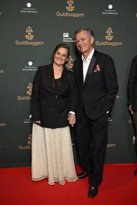STOCKHOLM 20230123 The damage player Pernilla August with the target Isac Larsson arrives on the red carpet at the Guldbaggegala at Circus in Stockholm STOCKHOLMK SWEDEN x10040x,  Copyright: xAndersxWiklund TTx GULDBAGGEN 2023 TTABB0000000000154485