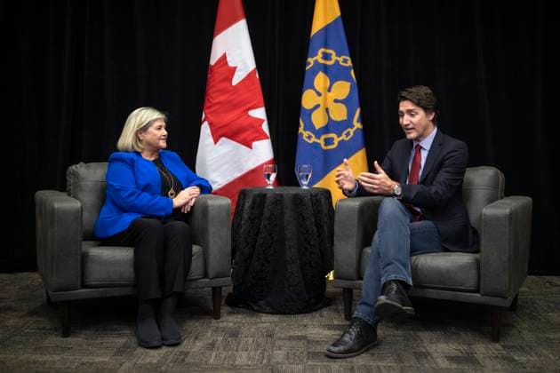 January 24, 2023, Hamilton, ON, Canada: Prime Minister Justin Trudeau meets with Hamilton Mayor Andrea Horwath in Hamilton on Tuesday, January 24, 2023. Hamilton Canada  - ZUMAc35_ 20230124_zaf_c35_004 Copyright: xNickxIwanyshynx