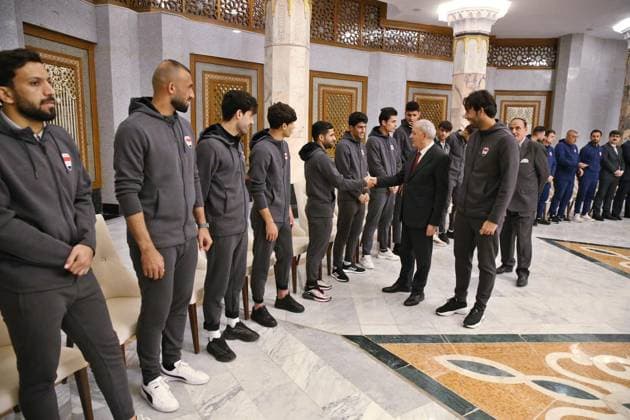 Iraqi President Abdul Latif Rashid receives the Iraqi football team, which won the Gulf Championship Cup Iraqi President Abdul Latif Rashid receives the Iraqi football team, which won the Gulf Championship Cup, on January 24, 2023. Photo by Iraqi Presidency Office APAimages Iraq Iraq Iraq 240123_IRAQ_IPO_1_00 (3) Copyright: xapaimagesxIraqixPresidencyxOfficex xapaimagesx