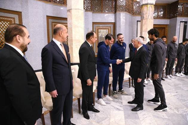 Iraqi President Abdul Latif Rashid receives the Iraqi football team, which won the Gulf Championship Cup Iraqi President Abdul Latif Rashid receives the Iraqi football team, which won the Gulf Championship Cup, on January 24, 2023. Photo by Iraqi Presidency Office APAimages Iraq Iraq Iraq 240123_IRAQ_IPO_1_00 (14) Copyright: xapaimagesxIraqixPresidencyxOfficex xapaimagesx