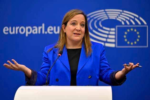 Politikerin Iratxe Garcia Perez beim Pressebriefing der Fraktion der Progressiven Allianz der Sozialdemokraten. Straßburg, 17.01.2023 Grand Est Frankreich *** Politician Iratxe Garcia Perez at the press briefing of the Group of the Progressive Alliance of Socialists and Democrats Strasbourg, 17 01 2023 Grand Est France Copyright: xDwixAnoraganingrumx