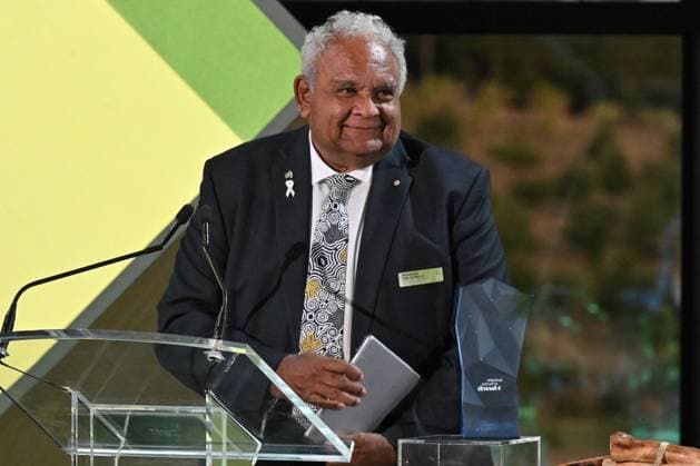 2023 AUSTRALIAN OF THE YEAR AWARDS, 2023 Senior Australian of the Year Tom Calma wins during the 2023 Australian of the Year Awards ceremony at the National Arboretum in Canberra, Wednesday, January 25, 2023. ( NO ARCHIVING, EDITORIAL USE ONLY, NO USE IN BOOKS WITHOUT CONSENT CANBERRA ACT AUSTRALIA  Copyright: xMICKxTSIKASx 20230125001756414023