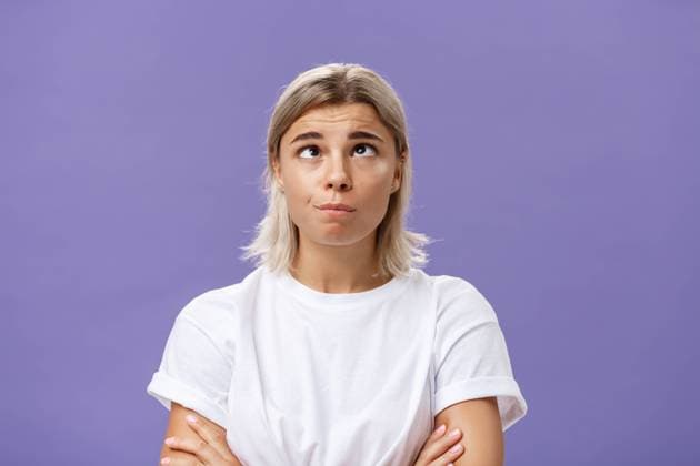 RECORD DATE NOT STATED Mind going crazy. Portrait of funny tired attractive young woman with fair hair and tanned skin squinting rolling eyes aside and looking up fooling around over purple background from boredom. Emotions concept, model released, , property released, , 39444660.jpg, woman, girl, female, girlfriend, purple, funny, strange, crazy, pissed, bored, student, background, blonde, tattoo, fashion, person, summer, adult, advertisement, advertising, beautiful, casual, cheerful, cute, emotional, emotions, excited, expression, expressive, gesturing, grinning, joyful, pleased, positive, pretty, stylish, tanned, trendy, young, fashionable, happy, smile, smiling, youth, amazed, gesture, glad, gray, horizontal, sensual