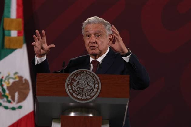 January 25, 2023, Mexico City, Mexico: MexicoÃ¢â‚¬â ¢s President, Andres Manuel Lopez Obrador, speaks during his briefing conference at National Palace. on January 25, 2023 in Mexico City, Mexico. Mexico City Mexico - ZUMAe321 20230126_zia_e321_031 Copyright: xIsmaelxRosasx