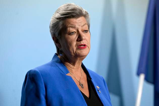 STOCKHOLM 20230126 Ylva Johansson, EU-kommissionär med ansvar för inrikes fragor, vid en presskonferens med anledning av EU:s informella radsmöte pa Scanidanvian EXPO pa Arlanda. Informellt möte med justitie- och inrikesministrarna under det svenska ordförandeskapet i EU. Stockholm Sverige x10060x *** STOCKHOLM 20230126 Ylva Johansson, EU Commissioner responsible for home affairs, at a press conference on the occasion of the EUs informal council meeting at Scanidanvian EXPO in Arlanda Informal meeting with justice and interior ministers during the Swedish presidency of the EU Stockholm Sweden x10060x,  Copyright: xHenrikxMontgomery xTTx EU-ORDFÖRANDESKAP JUSTITIE OCH INRIKES TTABB0000000000155325