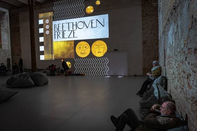 Berlin Prenzlauer Berg Gustav Klimt Klimts Kiss an immersive story Music Brewery 29 01 2023 EDITORIAL USE ONLY Berlin