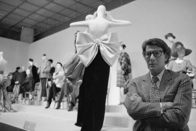 Moscow, USSR. French fashion designer Yves Saint Laurent inspects his personal exhibition Yves Saint Laurent. 28 years of creativity at the Central House of Artists on Krymsky Val Street. Alexander Sentsov TASS  32433898