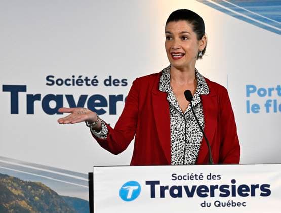 January 29, 2023, QUEBEC, PQ, Canada: Quebec Deputy premier and Transport Minister Genevieve Guilbault announces the construction of three new electrical ferries for the province, Monday, January 30, 2023 in Quebec City. QUEBEC Canada  - ZUMAc35_ 20230129_zaf_c35_034 Copyright: xJacquesxBoissinotx