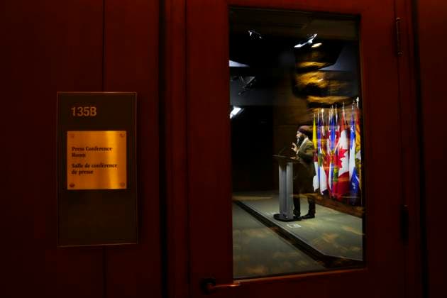 January 30, 2023, Ottawa, ON, Canada: NDP leader Jagmeet Singh holds a press conference on Parliament Hill in Ottawa on Monday, Jan. 30, 2023. The House of Commons resumes today following the winter recess. Ottawa Canada  - ZUMAc35_ 20230130_zaf_c35_034 Copyright: xSeanxKilpatrickx