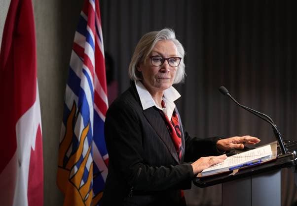 January 30, 2023, VANCOUVER, BC, CANADA: Carolyn Bennett, Minister of Mental Health and Addictions and Associate Minister of Health, pauses during a news conference in Vancouver, on Monday, January 30, 2023. British Columbia is introducing a policy of decriminalization on Tuesday as part of what it says is an overall plan to prevent overdose deaths from illicit drugs. VANCOUVER CANADA  - ZUMAc35_ 20230130_zaf_c35_086 Copyright: xDarrylxDyckx
