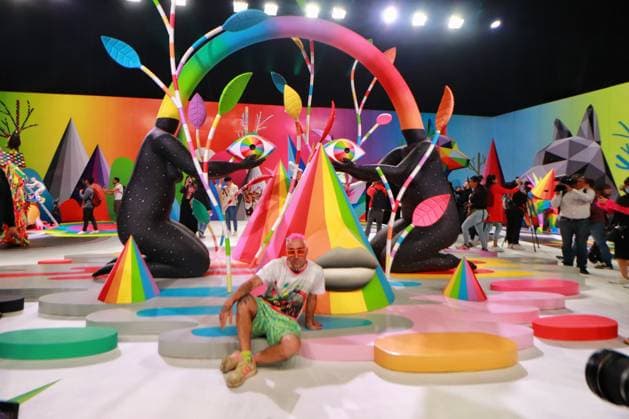 Entertainment Bilder des Tages January 31, 2023 in Mexico City, Mexico: The Spanish artist Okuda San Miguel, during the Opening of his exhibition Metamorphosis, an immersive experience at the Mexico fronton. on January 31, 2023 in Mexico City, Mexico. Mexico City Mexico - ZUMAe321 20230131_zia_e321_010 Copyright: xCarlosxSantiagox
