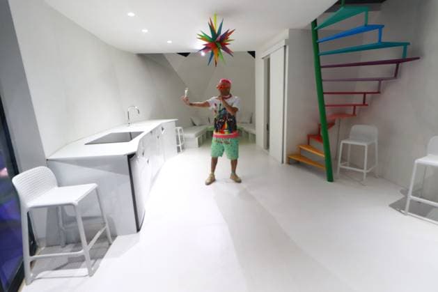 January 31, 2023 in Mexico City, Mexico: The Spanish artist Okuda San Miguel, during the Opening of his exhibition Metamorphosis, an immersive experience at the Mexico fronton. on January 31, 2023 in Mexico City, Mexico. Mexico City Mexico - ZUMAe321 20230131_zia_e321_014 Copyright: xCarlosxSantiagox