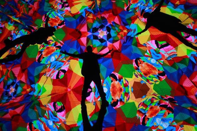 January 31, 2023 in Mexico City, Mexico: General view of the Metamorphosis, an immersive experience exhibition by Spanish artist Okuda San Migue at the Mexico fronton. on January 31, 2023 in Mexico City, Mexico. Mexico City Mexico - ZUMAe321 20230131_zia_e321_021 Copyright: xCarlosxSantiagox
