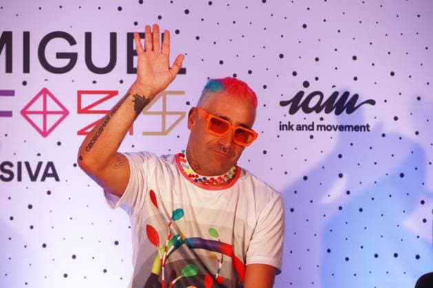 January 31, 2023 in Mexico City, Mexico: The Spanish artist Okuda San Miguel, during the Opening of his exhibition Metamorphosis, an immersive experience at the Mexico fronton. on January 31, 2023 in Mexico City, Mexico. Mexico City Mexico - ZUMAe321 20230131_zia_e321_028 Copyright: xCarlosxSantiagox