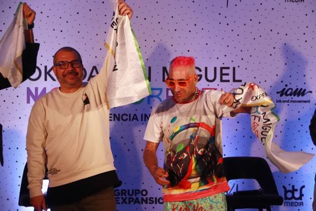 January 31, 2023 in Mexico City, Mexico: The Spanish artist Okuda San Miguel, during the Opening of his exhibition Metamorphosis, an immersive experience at the Mexico fronton. on January 31, 2023 in Mexico City, Mexico. Mexico City Mexico - ZUMAe321 20230131_zia_e321_031 Copyright: xCarlosxSantiagox