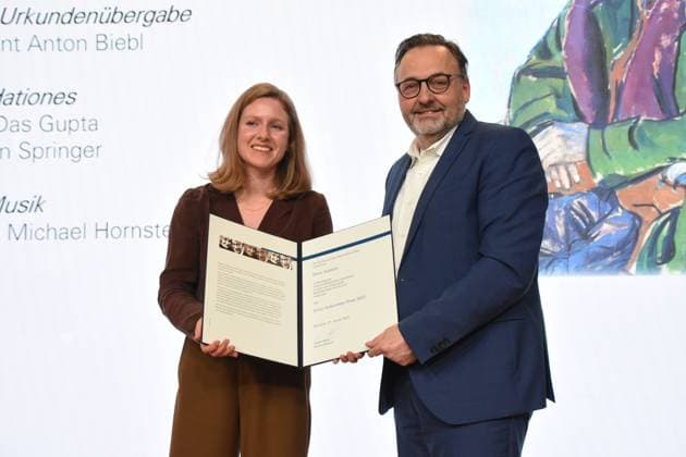 Aykant Deniz Journalist Prize Winner Anton Biebl Cultural Officer Munich 31 01 2023 Literaturhaus Awarding of the Ernst Hoferichter Prizes 2023 Munich