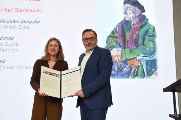 Aykant Deniz Journalist Prize Winner Anton Biebl Cultural Officer Munich 31 01 2023 Literaturhaus Awarding of the Ernst Hoferichter Prizes 2023 Munich